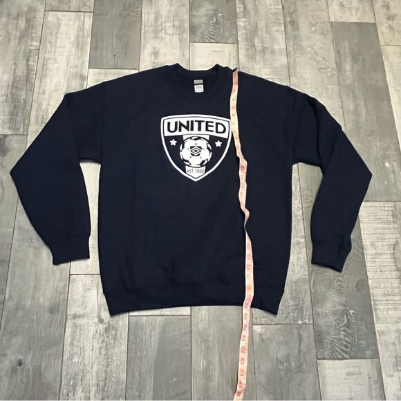 United Soccer Shield Logo Navy Blue White Crew Neck Sweatshirt M - Picture 5 of 7